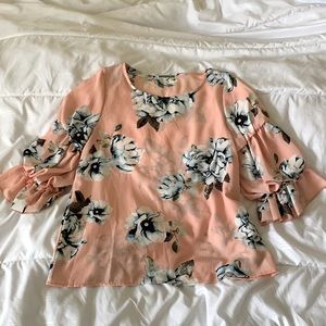 Women’s Pink and Blue Floral Top Size S